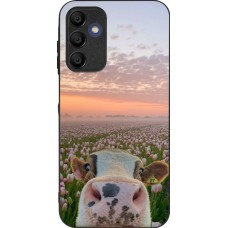 Coque Samsung Galaxy A16 - Silicone rigide noir Cow with tulips Spring 2026