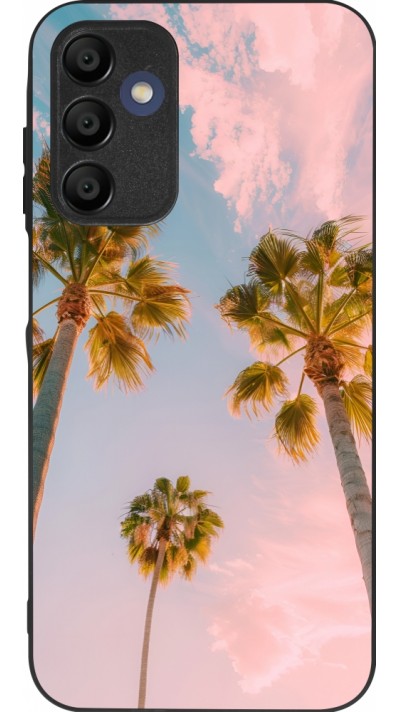 Coque Samsung Galaxy A16 - Silicone rigide noir Summer 2025 Palmiers