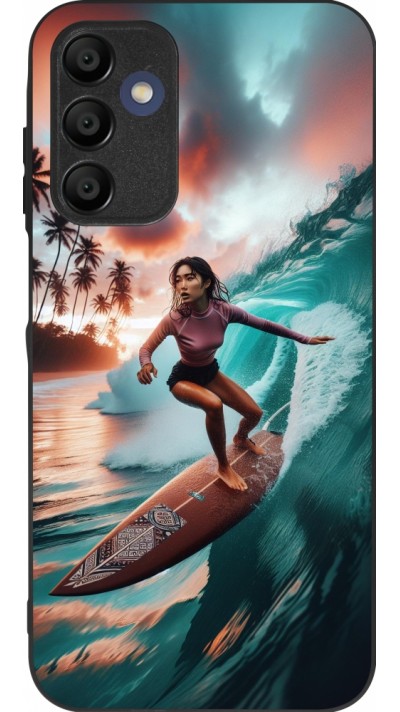 Coque Samsung Galaxy A16 - Silicone rigide noir Surfeuse Balinaise