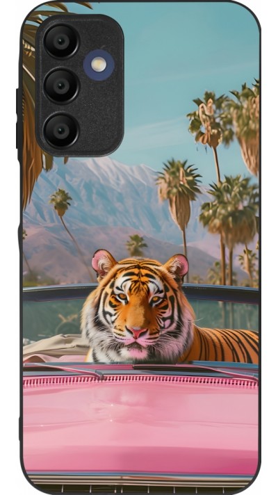 Coque Samsung Galaxy A16 - Silicone rigide noir Tigre voiture rose