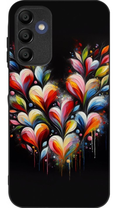 Coque Samsung Galaxy A16 - Silicone rigide noir Valentine 2024 Coeur Noir Abstrait