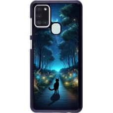 Samsung Galaxy A21s Case Hülle - Schwarze Katze Spaziergang