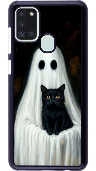 Coque Samsung Galaxy A21s - Halloween 2025 Ghost with black cat
