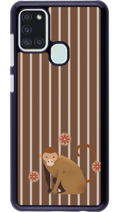 Samsung Galaxy A21s Case Hülle - Monkey with stripes