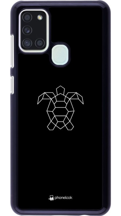 Coque Samsung Galaxy A21s - Turtles lines on black