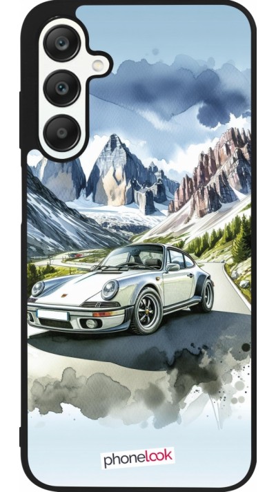 Samsung Galaxy A25 Case Hülle - Silikon schwarz Porsche 911 Berg Aquarell