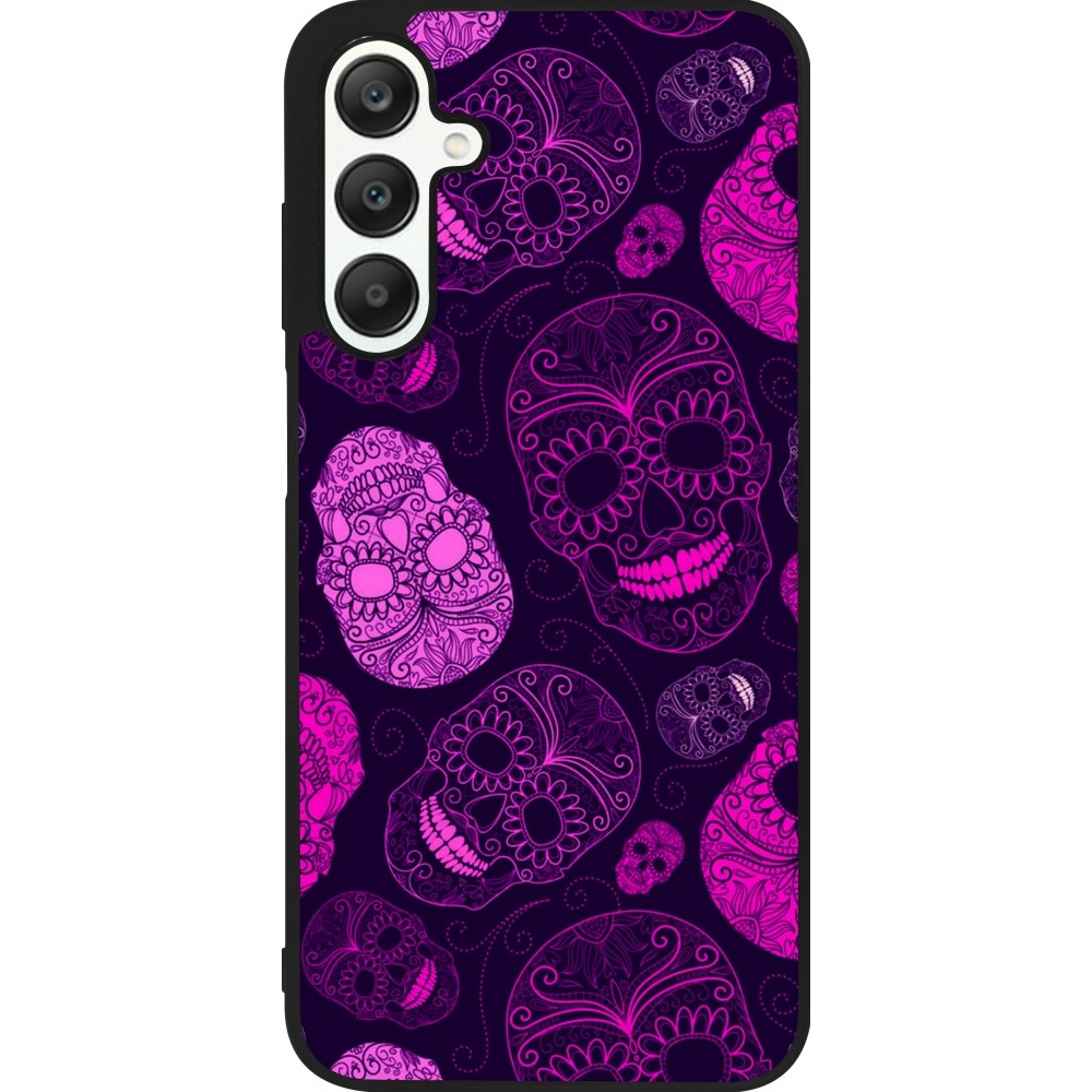 Coque Samsung Galaxy A25 - Silicone rigide noir Halloween 2023 pink skulls