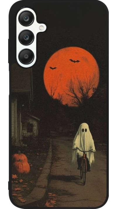 Coque Samsung Galaxy A25 - Silicone rigide noir Halloween 2025 Ghost on a bicycle