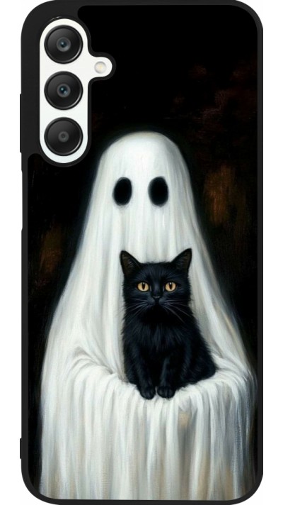 Coque Samsung Galaxy A25 - Silicone rigide noir Halloween 2025 Ghost with black cat