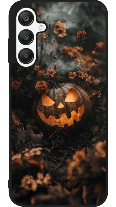 Coque Samsung Galaxy A25 - Silicone rigide noir Halloween 2025 Pumpkin with flowers