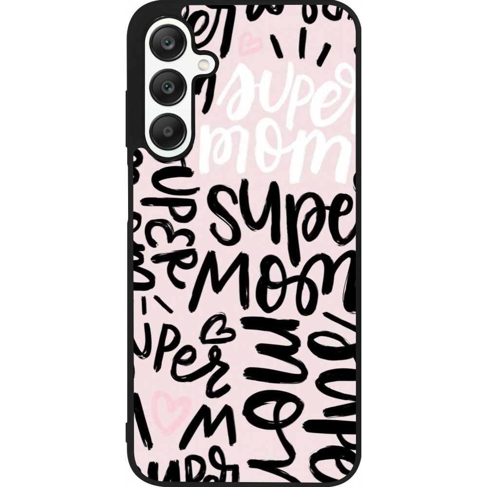 Coque Samsung Galaxy A25 - Silicone rigide noir Mom 2024 Super mom