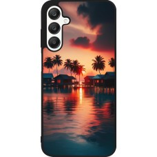 Coque Samsung Galaxy A25 - Silicone rigide noir Paradis Maldives