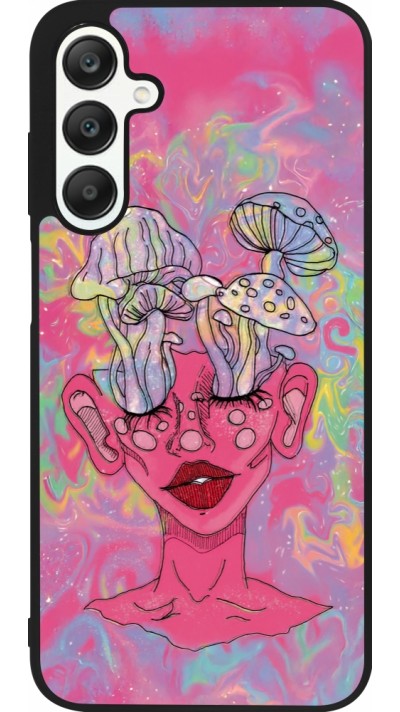 Coque Samsung Galaxy A25 - Silicone rigide noir Psychedelic pink mushroom