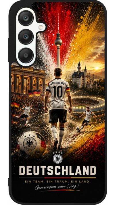Coque Samsung Galaxy A25 - Silicone rigide noir Football Allemagne splash 2026