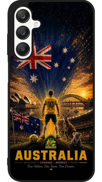 Coque Samsung Galaxy A25 - Silicone rigide noir Football Australie splash 2026