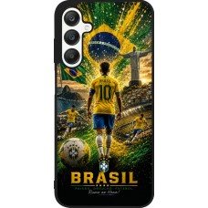 Coque Samsung Galaxy A25 - Silicone rigide noir Football Brésil splash 2026