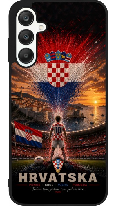 Coque Samsung Galaxy A25 - Silicone rigide noir Football Croatie splash 2026