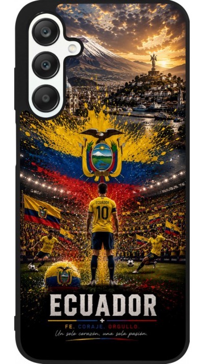 Coque Samsung Galaxy A25 - Silicone rigide noir Football Équateur splash 2026