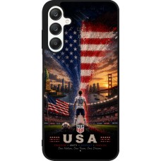Coque Samsung Galaxy A25 - Silicone rigide noir Football États-Unis splash 2026