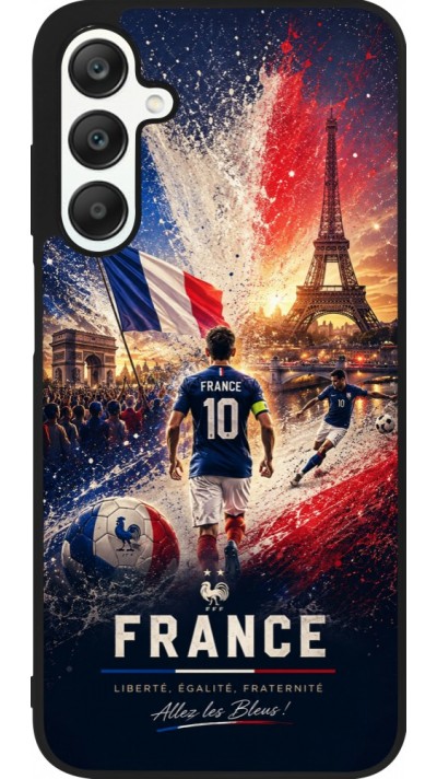 Coque Samsung Galaxy A25 - Silicone rigide noir Football France splash 2026