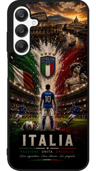 Coque Samsung Galaxy A25 - Silicone rigide noir Football Italie splash 2026