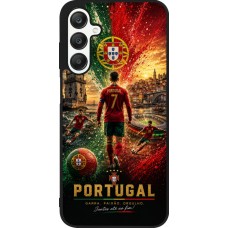 Coque Samsung Galaxy A25 - Silicone rigide noir Football Portugal splash 2026
