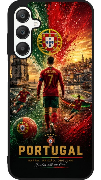 Coque Samsung Galaxy A25 - Silicone rigide noir Football Portugal splash 2026