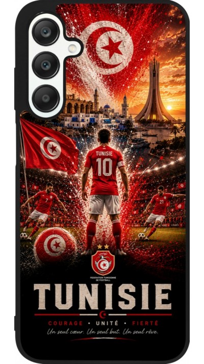 Coque Samsung Galaxy A25 - Silicone rigide noir Football Tunisie splash 2026