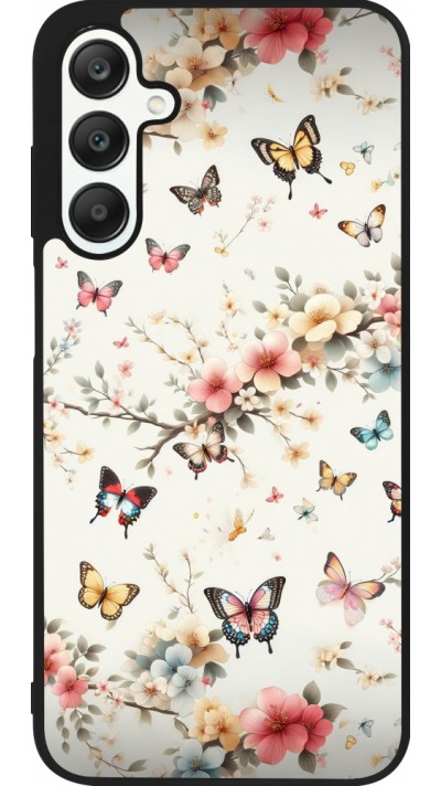 Coque Samsung Galaxy A25 - Silicone rigide noir Spring 25 Papillons Légers