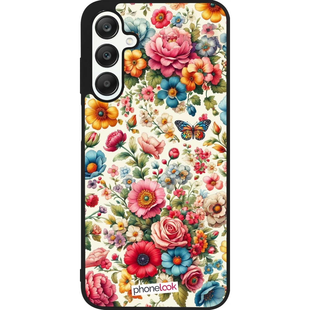 Coque Samsung Galaxy A25 - Silicone rigide noir Spring 25 printemps fleuri