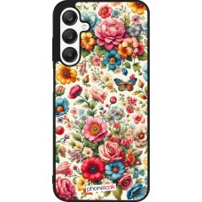 Coque Samsung Galaxy A25 - Silicone rigide noir Spring 25 printemps fleuri