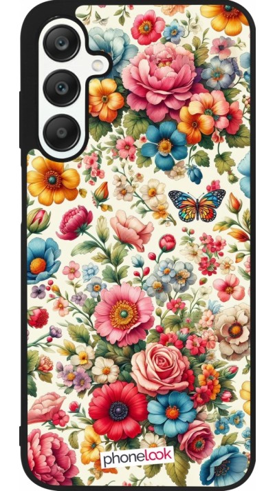 Coque Samsung Galaxy A25 - Silicone rigide noir Spring 25 printemps fleuri