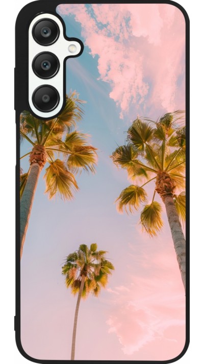 Coque Samsung Galaxy A25 - Silicone rigide noir Summer 2025 Palmiers
