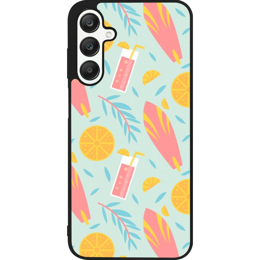 Samsung Galaxy A25 Case Hülle - Silikon schwarz Summer 2025 Pattern citron