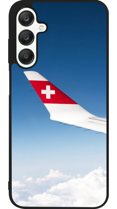 Samsung Galaxy A25 Case Hülle - Silikon schwarz  Schweizer Nationalfeiertag Sky Swiss Flag