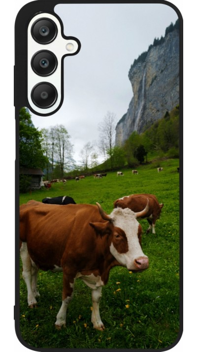 Samsung Galaxy A25 Case Hülle - Silikon schwarz  Nationalfeiertag Schweiz Kühe