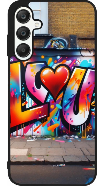 Coque Samsung Galaxy A25 - Silicone rigide noir Valentine 2025 Love U Tag
