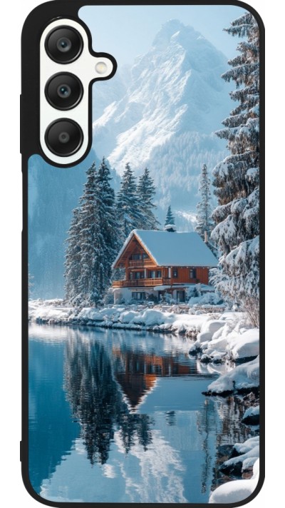 Coque Samsung Galaxy A25 - Silicone rigide noir Winter 25 Winter house forest day