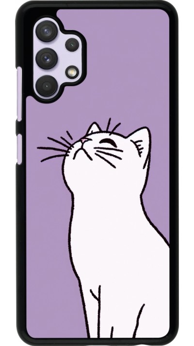 Coque Samsung Galaxy A32 - Chat sur fond violet