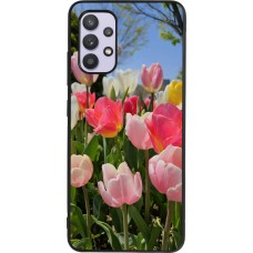 Coque Samsung Galaxy A32 - Silicone rigide noir Tulips Spring 2026