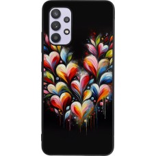 Samsung Galaxy A32 Case Hülle - Silikon schwarz Valentin 2024 Schwarzes Herz Abstrakt