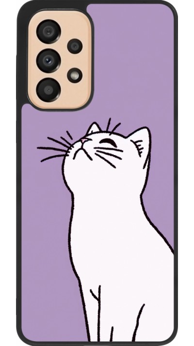 Coque Samsung Galaxy A33 5G - Silicone rigide noir Chat sur fond violet