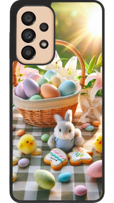 Coque Samsung Galaxy A33 5G - Silicone rigide noir Easter 2025 Panier Pâques