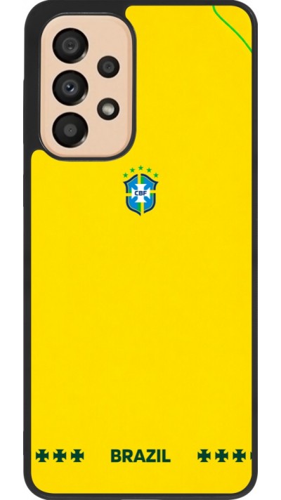 Coque Samsung Galaxy A33 5G - Silicone rigide noir Maillot de football Bresil 2026 personnalisable
