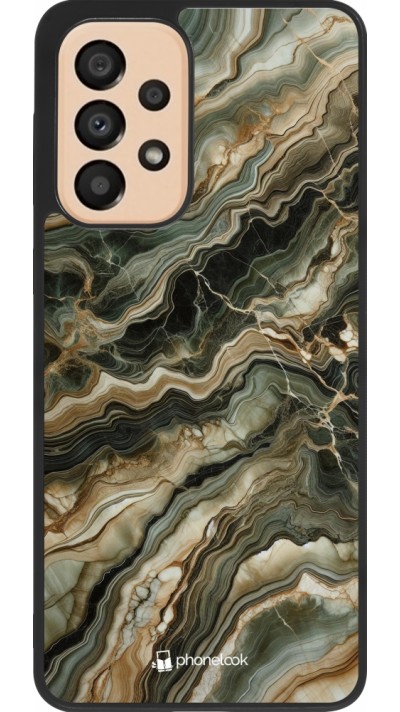 Coque Samsung Galaxy A33 5G - Silicone rigide noir Marbre Olive