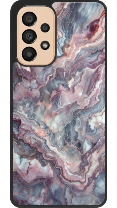 Coque Samsung Galaxy A33 5G - Silicone rigide noir Marbre violette argentée