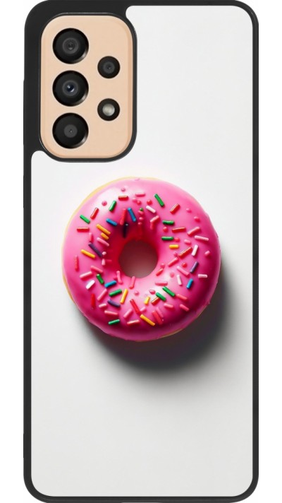 Coque Samsung Galaxy A33 5G - Silicone rigide noir Weißer Hintergrund, pinker Donut