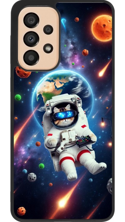 Coque Samsung Galaxy A33 5G - Silicone rigide noir VR SpaceCat Odyssey