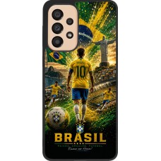 Coque Samsung Galaxy A33 5G - Silicone rigide noir Football Brésil splash 2026