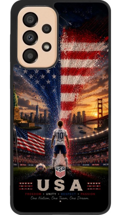 Coque Samsung Galaxy A33 5G - Silicone rigide noir Football États-Unis splash 2026